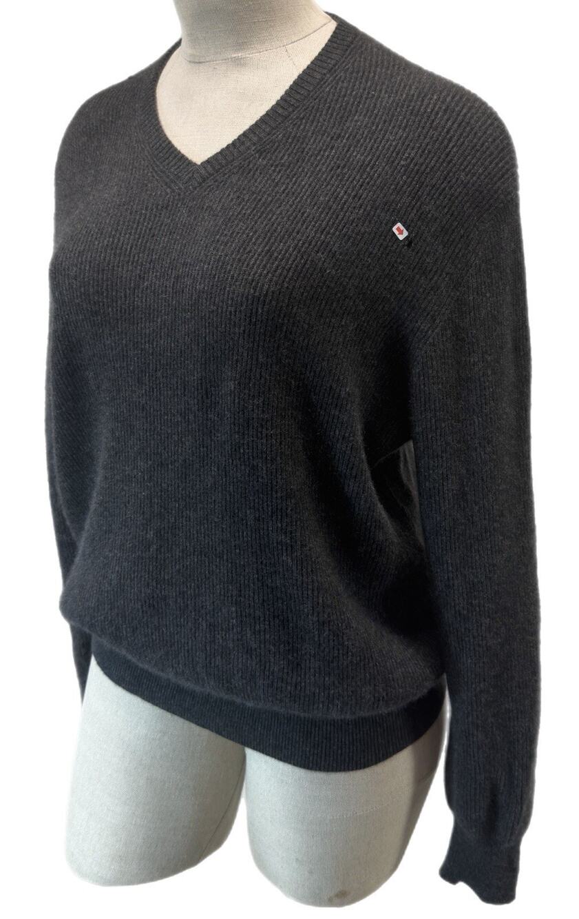 Dorce Pure 100% Cashmere 2-ply Gray V-Neck Sweater Pullover Luxury Knit XXL